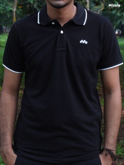 Mizala Trendy PK Fabric Polo T- Shirt for Men - Black