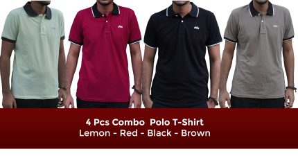 4 pcs Pk Fabric Polo T-Shirt Combo Offer
