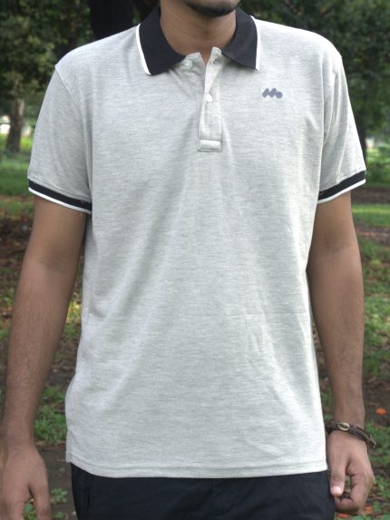Mizala Trendy PK Fabric Polo T- Shirt for Men - Light Gray