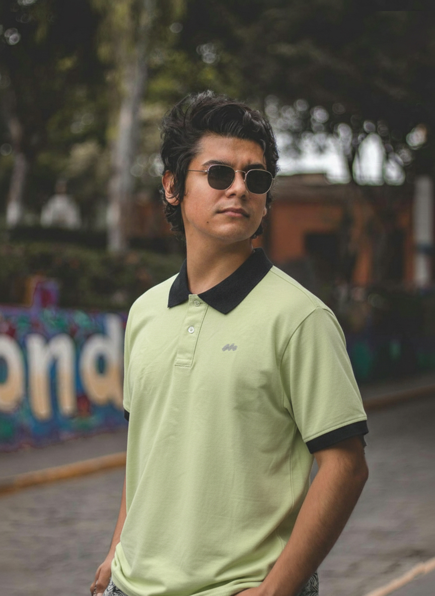 lemon Mizala Trendy PK Fabric Polo T- Shirt for Men - Lemon - Image 1