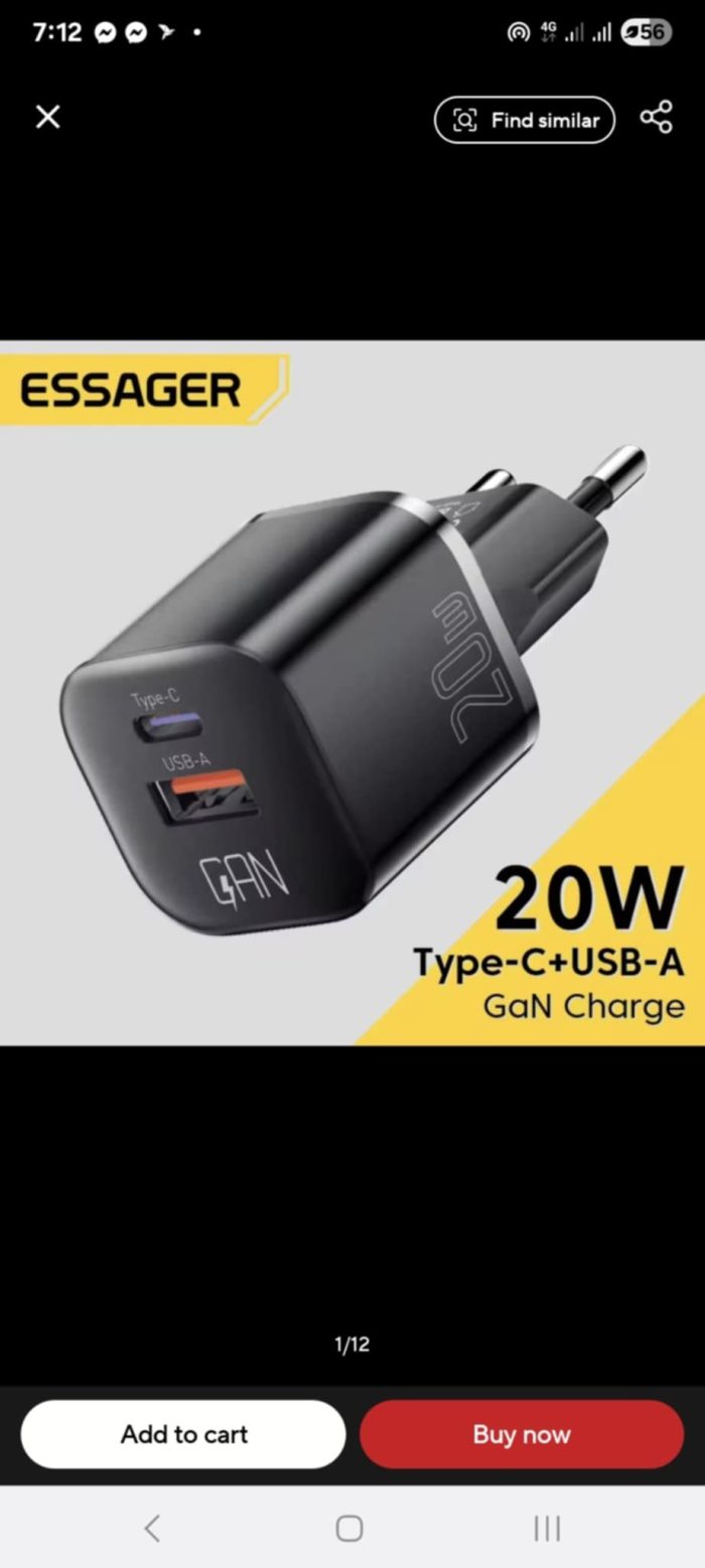 Essager 20W GaN USB C Charger For iPhone 8 to16 QC3.0 USB Type C PD Fast Charging - Image 3