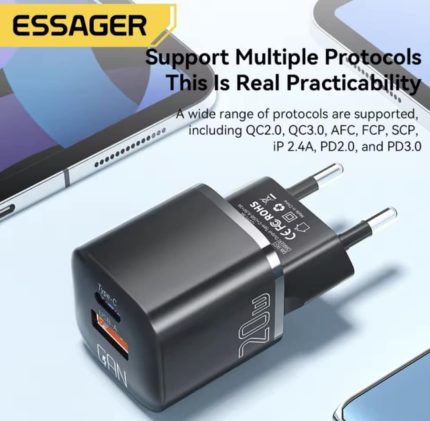Essager 20W GaN USB C Charger For iPhone 8 to16 QC3.0 USB Type C PD Fast Charging