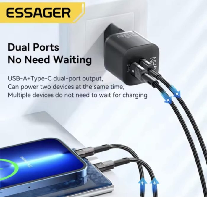 Essager 20W GaN USB C Charger For iPhone 8 to16 QC3.0 USB Type C PD Fast Charging - Image 4