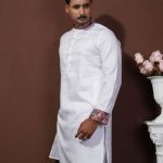 Premium Quality Indian Fancy Cotton Panjabi For Mens - White