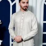 Premium Quality Indian Slub Cotton Panjabi For Mens - Cream White