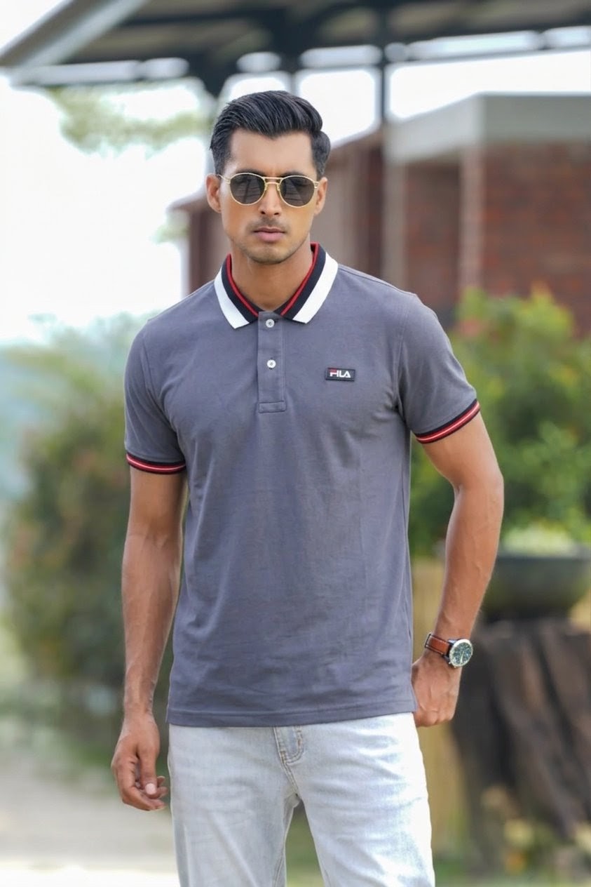 1774164982697~2 Fila PK Fabric Polo T- Shirt for Men - Charcoal - Image 1