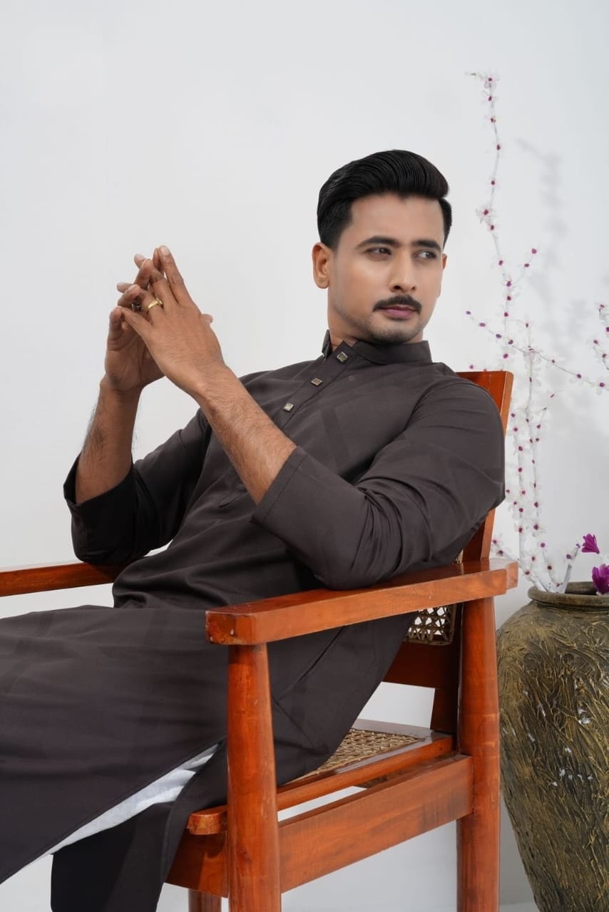 24cf7f01-b318-4fbb-af53-14917d8af4ad Premium Quality China bamboo Fabric Panjabi For Mens - Coffee - Image 1