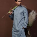 Premium Quality China bamboo Fabric Panjabi For Mens - Dust Blue