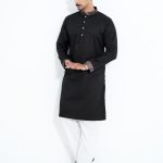 Premium Quality Shining Cotton Panjabi For Mens - Black