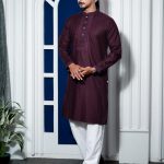 Premium Quality Indian Slub Cotton Panjabi For Mens - Deep Purple