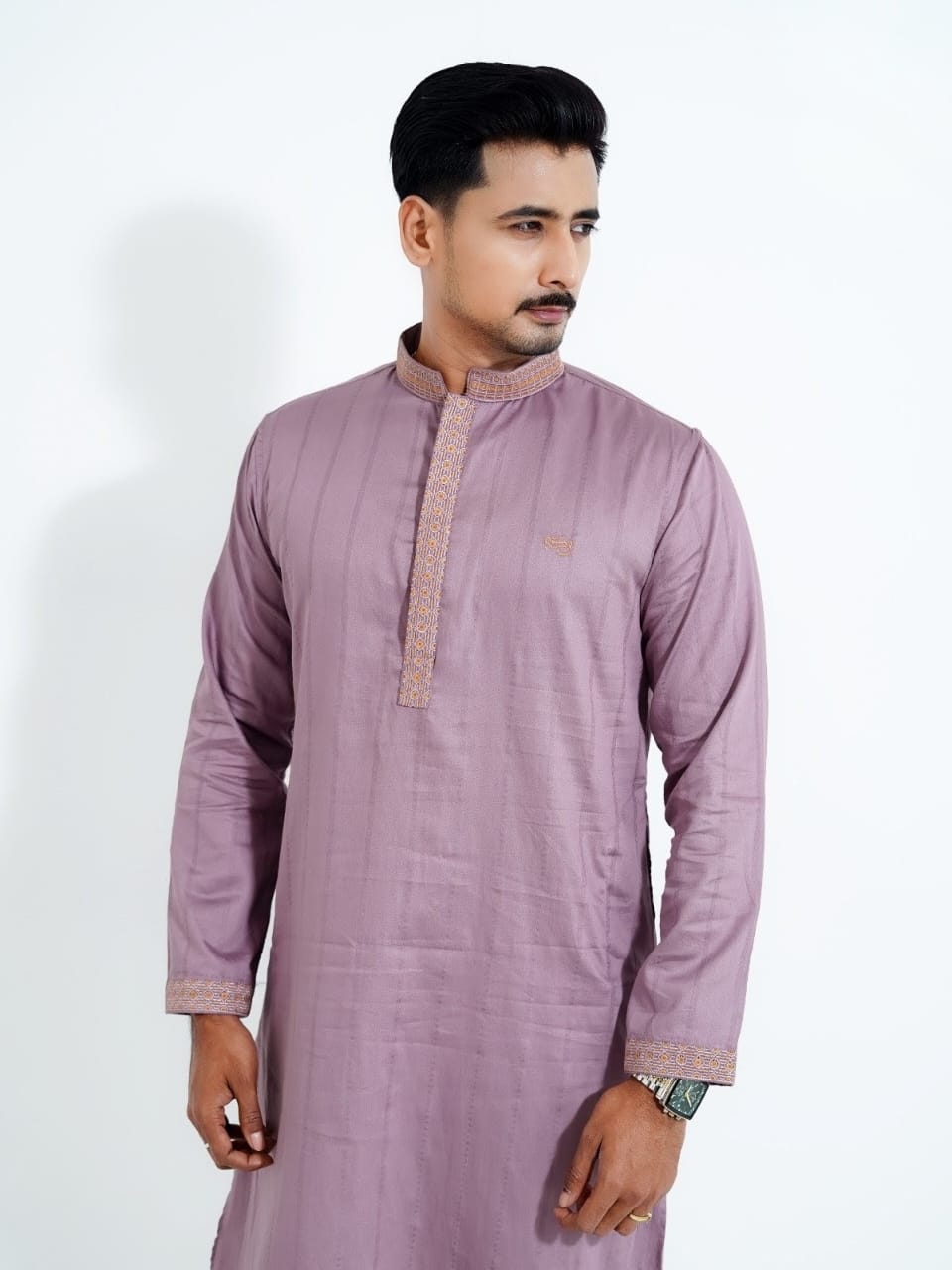 c19593bd-bea0-4882-b102-0b97209dd87e Premium Quality Indian Orbindu Panjabi For Mens - Dust Pink - Image 1